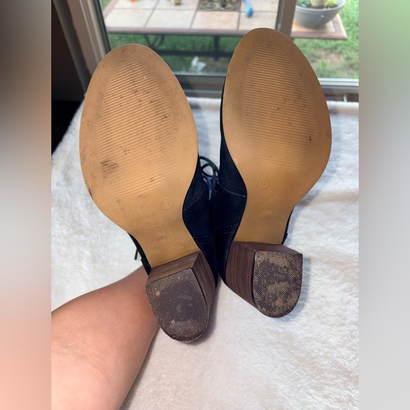 SM New York Black Lace Up Boots with Brown Heel Size 9 - Picture 14 of 14